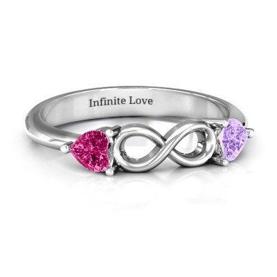 Sterling Silver Two Hearts to Infinity Ring - Handcrafted & Custom-Made