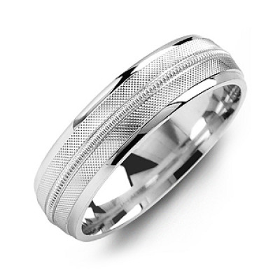 Textured Men's Ring with Centre Milgrain Detail - Handcrafted & Custom-Made