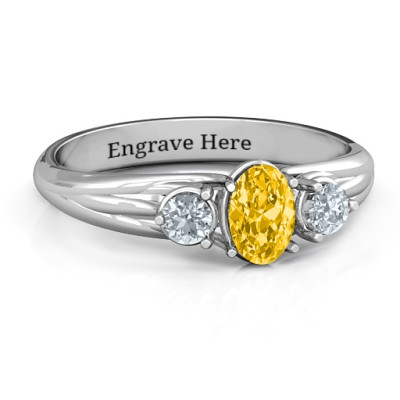 Three Stone Oval Centre Ring  - Handcrafted & Custom-Made