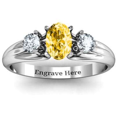 Three Stone Oval Centre Ring  - Handcrafted & Custom-Made