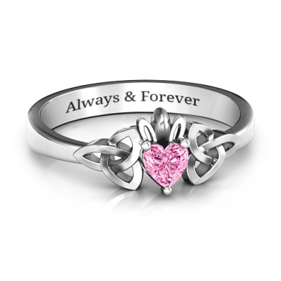 Trinity Knot Heart Crown Ring - Handcrafted & Custom-Made