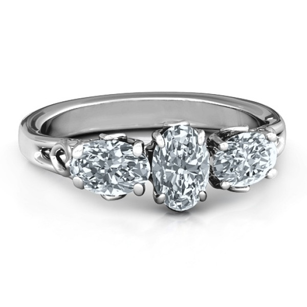 Triple Oval Stone Engagement Ring  - Handcrafted & Custom-Made