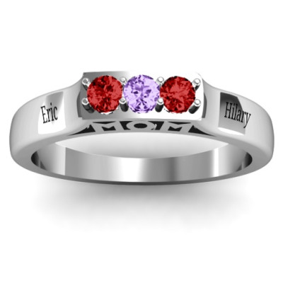 Triple Round Stone MOM Ring  - Handcrafted & Custom-Made