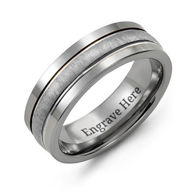 Tungsten Men's Brushed Centre Tungsten Band Ring - Handcrafted & Custom-Made