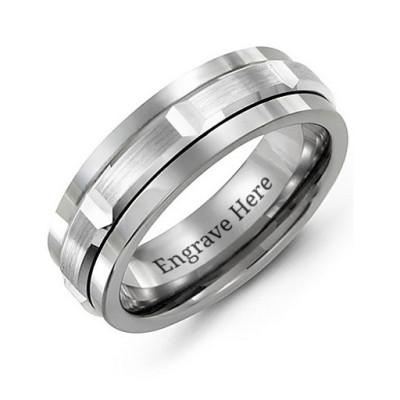 Tungsten Men's Polished Centre Tungsten Band Ring - Handcrafted & Custom-Made