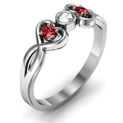 Twin Hearts with Centre Bezel Ring - Handcrafted & Custom-Made