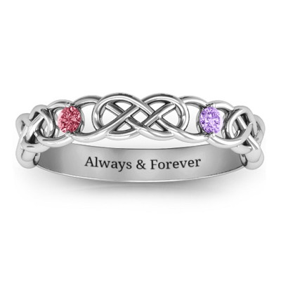 Two-Stone Interwoven Infinity Ring  - Handcrafted & Custom-Made