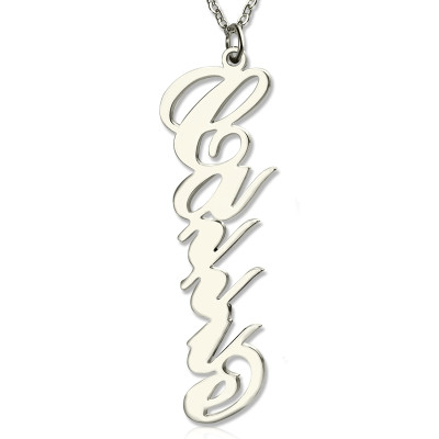 Solid White Gold 18ct Personalised Vertical Carrie Style Name Necklace - Handcrafted & Custom-Made
