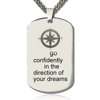 Compass Man's Dog Tag Name Necklace - Handcrafted & Custom-Made