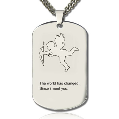 Cupid Man's Dog Tag Name Necklace - Handcrafted & Custom-Made