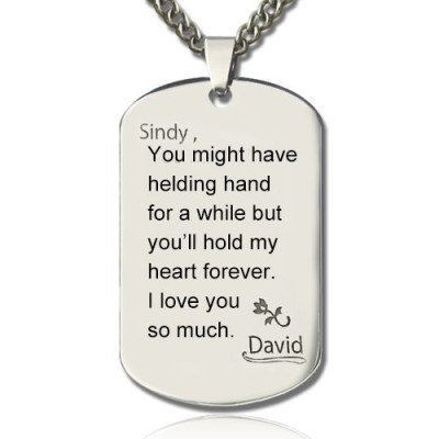 Man's Dog Tag Love and Family Theme Name Necklace - Handcrafted & Custom-Made