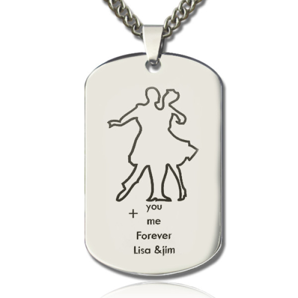 Dancing Theme Dog Tag Name Necklace - Handcrafted & Custom-Made