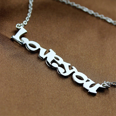 Cute Cartoon Ravie Font 18ct White Gold Plated Name Necklace - Handcrafted & Custom-Made