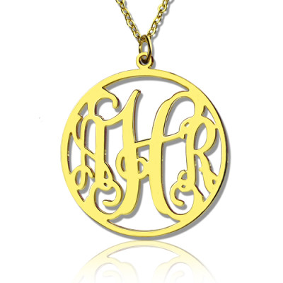 18ct Gold Plated Circle Monogram Necklace - Handcrafted & Custom-Made