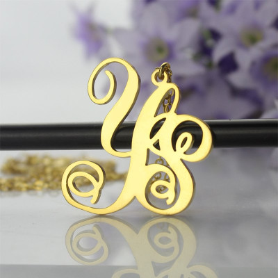 18ct Gold Plated 2 Initial Monogram Necklace - Handcrafted & Custom-Made
