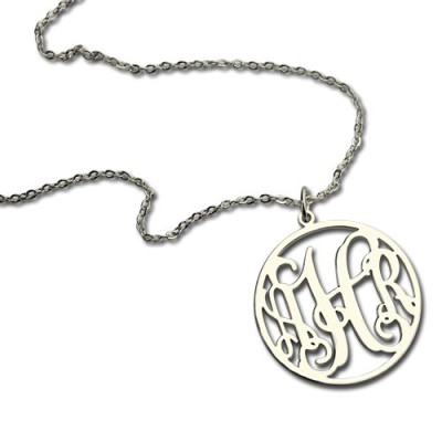 Sterling Silver Circle Monogram Necklace - Handcrafted & Custom-Made