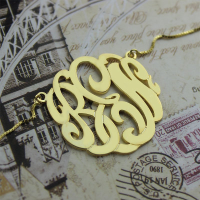 18ct Gold Plated Large Monogram Necklace Hand-painted - Handcrafted & Custom-Made