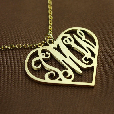 18ct Gold Plated Silver 925 Initial Monogram Personalised Heart Necklace-Single Hook - Handcrafted & Custom-Made
