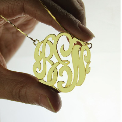 18ct Gold Plated Large Monogram Necklace Hand-painted - Handcrafted & Custom-Made