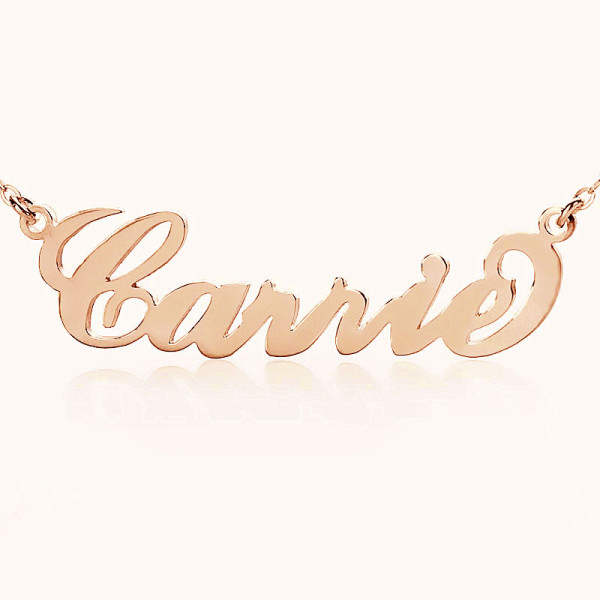 Personalised Carrie Name Necklace 18ct Solid Rose Gold - Handcrafted & Custom-Made