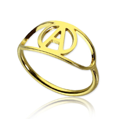 Personalised Eye Rings with Initial 18ct Gold Plated - Handcrafted & Custom-Made