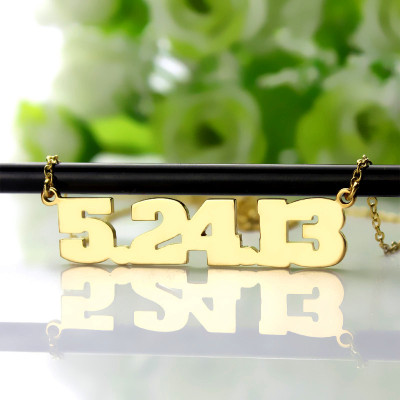 Gold Plated Silver Number Necklace - Handcrafted & Custom-Made