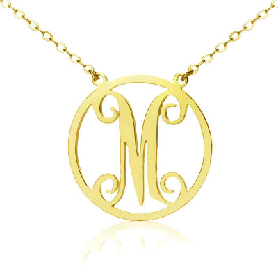 Solid Gold 18ct Single Initial Circle Monogram Necklace - Handcrafted & Custom-Made