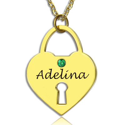 I Love You Heart Lock Keepsake Necklace With Name 18ct Gold Plated - Handcrafted & Custom-Made