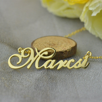 Personalised Nameplate Necklace 18ct Gold Plated - Handcrafted & Custom-Made