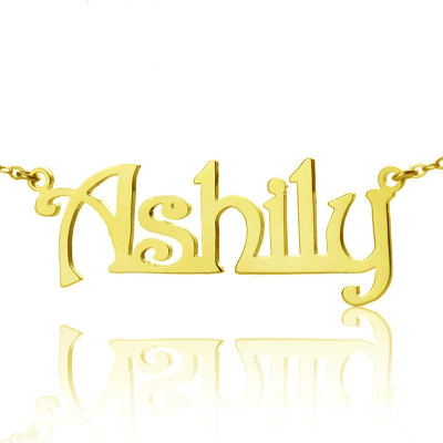 Solid Gold Harrington Font Name Necklace-18ct Gold Plated - Handcrafted & Custom-Made