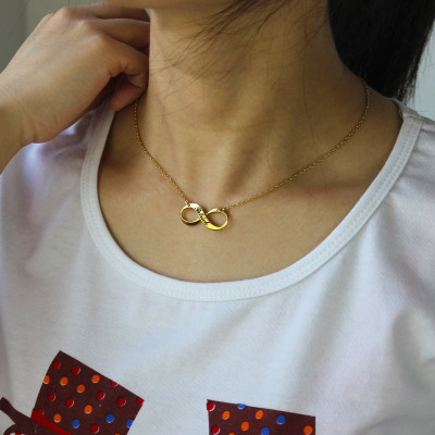 Infinity Symbol Jewellery Necklace Engraved Name 18ct Gold Plated - Handcrafted & Custom-Made
