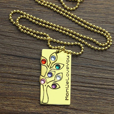 Mothers Birthstone Family Tree Necklace Sterling Silver  - Handcrafted & Custom-Made