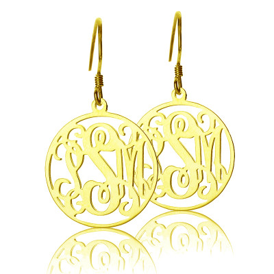 18ct Gold Plated Personalised Circle Monogram Earring - Handcrafted & Custom-Made
