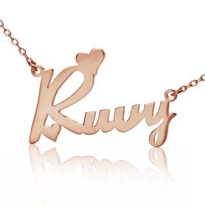 Personalised 18ct Rose Gold Plated Fiolex Girls Fonts Heart Name Necklace - Handcrafted & Custom-Made