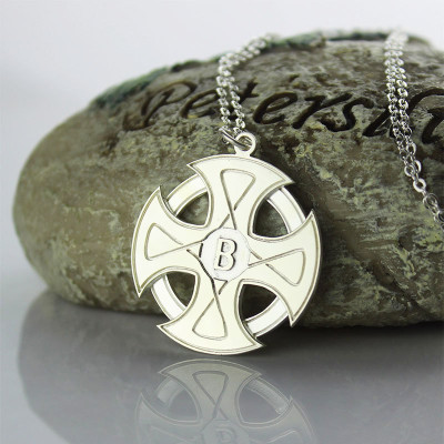 Engraved Celtic Cross Necklace Silver - Handcrafted & Custom-Made