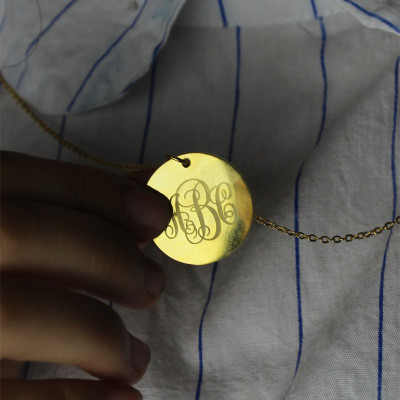 Disc Script Monogram Necklace 18ct Gold Plated - Handcrafted & Custom-Made