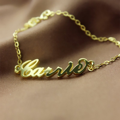 Personalised 18ct Gold Plated Carrie Name Bracelet - Handcrafted & Custom-Made