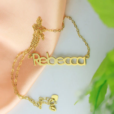 Nameplate Necklace 18ct Gold Plating "Rebecca" - Handcrafted & Custom-Made
