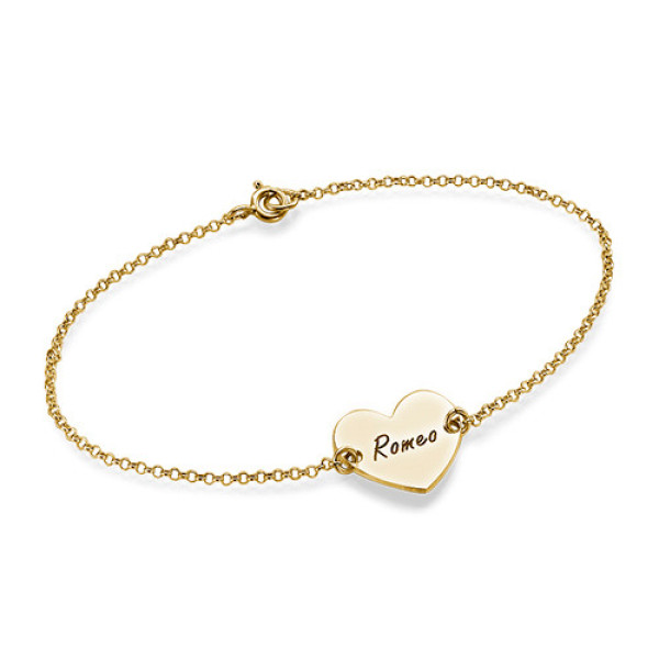 18ct Gold Plated Engraved Couples Heart Bracelet/Anklet - Handcrafted & Custom-Made