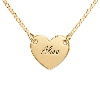 18ct Gold Plated Heart Necklace with Engraving - Handcrafted & Custom-Made