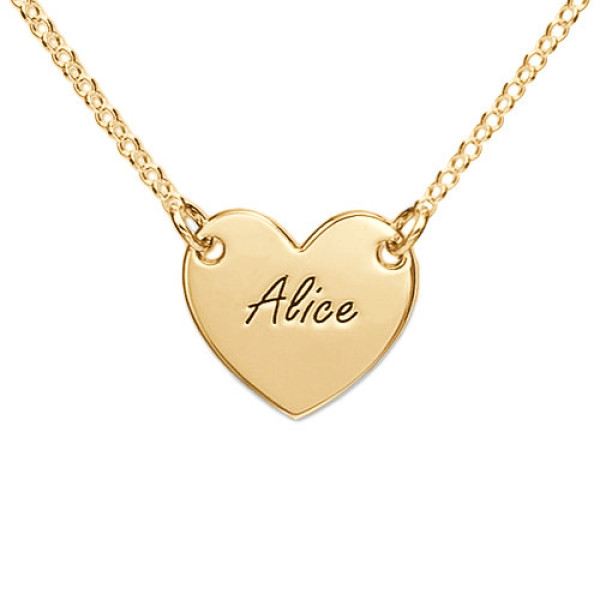 18ct Gold Plated Heart Necklace with Engraving - Handcrafted & Custom-Made