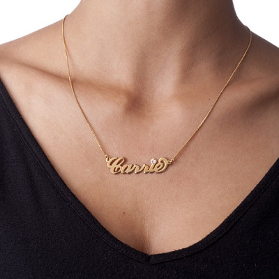 18ct Gold-Plated Carrie Swarovski Name Necklace - Handcrafted & Custom-Made