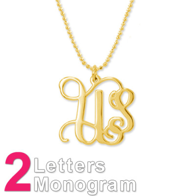 18ct Gold Plated Sterling Silver Initials Necklace - Handcrafted & Custom-Made