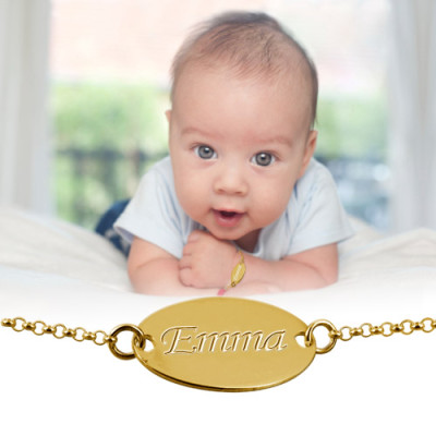 18ct Gold-Plated Silver Personalised Baby Bracelet/Anklet - Handcrafted & Custom-Made