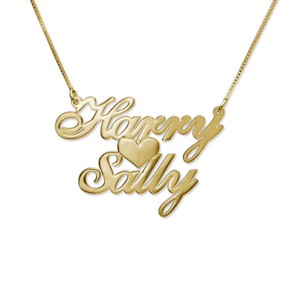 18ct Gold-Plated Silver Two Name Love Necklace - Handcrafted & Custom-Made