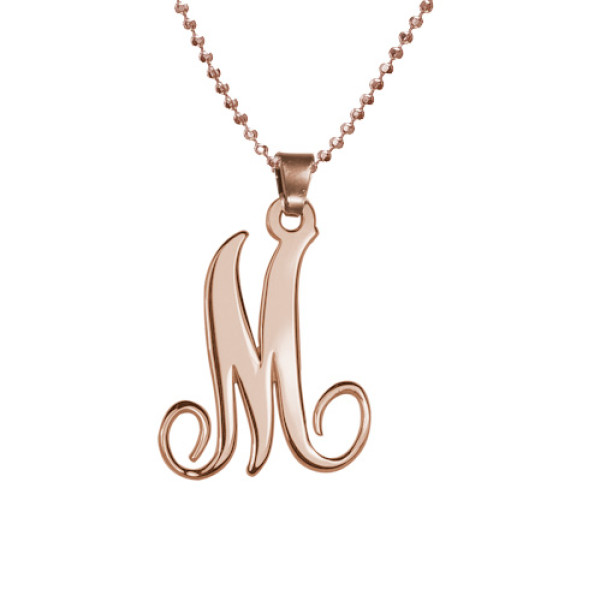 18ct Rose Gold Plated Single Initial Necklace - Handcrafted & Custom-Made