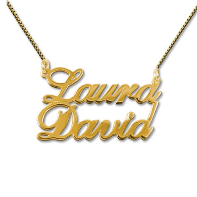 18ct Gold-Plated Silver Two Names Pendant Necklace - Handcrafted & Custom-Made