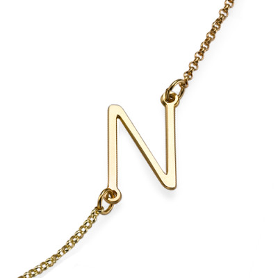 18ct Gold Plated Sideways Initial Necklace - Handcrafted & Custom-Made