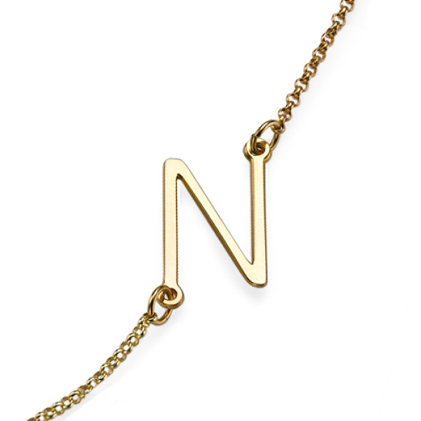 18ct Gold Plated Sideways Initial Necklace - Handcrafted & Custom-Made