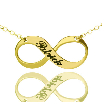 Infinity Symbol Jewellery Necklace Engraved Name 18ct Gold Plated - Handcrafted & Custom-Made